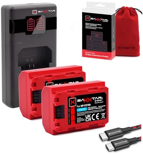 Baxxtar Pro NP-FZ100 Kamera-Akku (2X 2600mAh - Generation IV) - Laden mit PD MaxPerformance USB-C (1500 mA) 1618582
