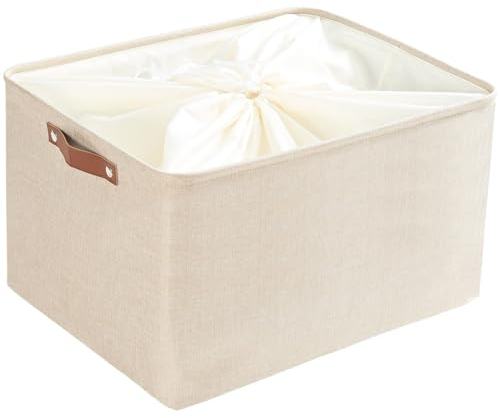 Mangata Faltbare Aufbewahrungskörbe,Canvas-Stoff Aufbewahrungsbox für Spielzeug, Kleidung, Zuhause, Regale(Helles Khaki, XXLarge)