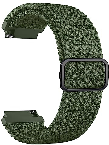 Amzpas Armband für Amazfit GTR 2/GTR 3/GTR 4 Armband,Nylon 22mm Verstellbares Geflochtenes Ersatzarmbänder für Amazfit GTR 47mm/GTR 3 Pro/GTR 2e/Stratos 3/Cheetah Pro Damen Herren (Armeegrün)