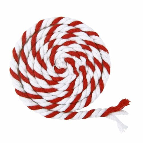 SHTGOI 100 m/rouleau de corde en coton multicolore tressé - Rouge + blanc - 6 mm d'épaisseur - Corde macramé pour bricolage - Corde de Noël pour bricolage - Décoration murale - 7#