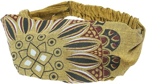 GURU SHOP Haarband, Kopfband, Bandana mit Farbenfrohem Mandala, Kopfbedeckung - Khaki, Herren/Damen, Baumwolle