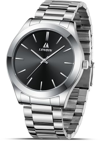 LN LENQIN Reloj Hombre Relojes De Acero Inoxidable para Hombres Relojes De Pulsera Impermeables para Hombres Reloj De Cuarzo Analógico De Diseño De Negocios De Moda