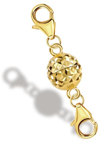 ALEXCRAFT Gold Magnetic Jewelry Clasp, Disco Ball 925 Sterling Silver Strong Magnetic Double Lobster Clasp, 14K Gold Magnetic Necklace Clasp Bracelet Closures Chain Extender Clasp Connector Converter