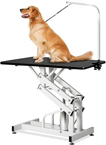 PRUJOY Professioneller Faltbarer hydraulischer Pflegetisch, Verstellbarer hydraulischer Hundepflegetisch, mit höhenverstellbarem Arm-Trockentisch, für Hunde großer Rassen (Z)