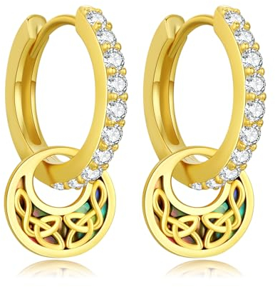 StoryEtain Goldene Ohrringe Damen 925 Sterling Silber Creolen Gold Keltische Creolen Gold Klein Schmuck Geschenke für Mädchen Damen