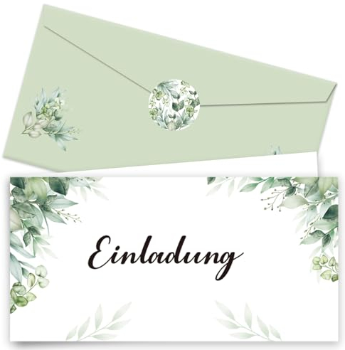 TKGEOUE 15 Einladungskarten,Einladung Jugendweihe, Klappkarten mit Umschlag,Einladung zur Taufe,DIN A6 Einladung zur,Klappkarte Einladung Geburtstag Umschläge elegant Hochzeit Jubiläum Feier