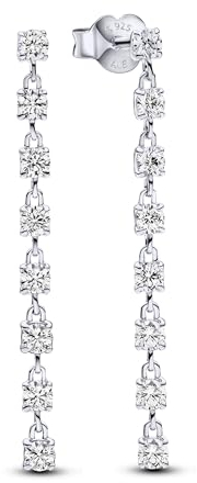 PANDORA Timeless Behandelte Funkelnde Acht Steine Ohrhänger aus Sterling Silber mit Zirkonia, 293159C01