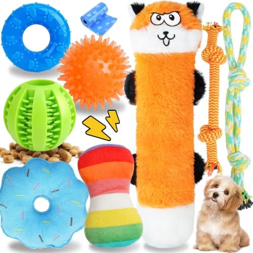 PatsFran Puppy Toys for Teething, 9 Pack Cute Dog Chew Toys for Small Dogs