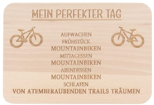 Spruchreif · Frühstücksbrettchen Mountainbike · Brotzeitbrett mit Gravur · Geschenke für Mountainbikefahrer · Geschenk Bike