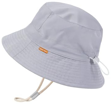 Creekstone Bébé Bob Chapeau de Soleil pour Garçon Fille Tout-Petit Chapeau Seau pour Enfants UPF 50+ Protection Solaire Chapeaux de Plage d'été 0-24M (FR/ES, Âge, 0 Mois, 6 Mois, Gris Pâle)