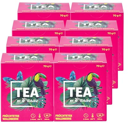 Tchibo Tee „TEA by Tchibo“ Früchtetee Waldbeere, Beeren-stark und fruchtig-süß, Vorratspack, Maxipack, Teebox, 160 Stück - 8x 20 Teebeutel, Natürliche Zutaten, Nachhaltiger Anbau