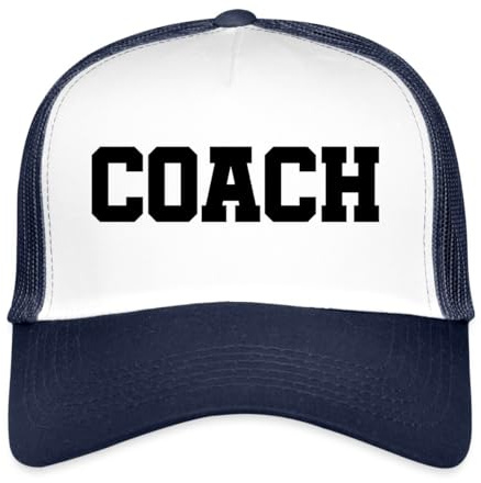 Spreadshirt The Best Coach Der Beste Trainer Geschenk Trucker Cap, One Size, Weiß/Navy