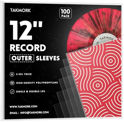 Crystal Clear Vinyl Record Sleeves - Outer Sleeves for LP Albums, 100 Pcs, 3 Mil Thick