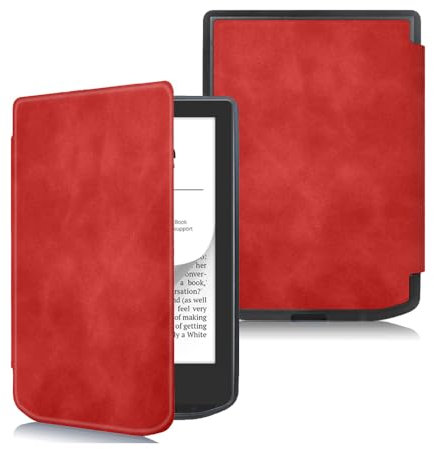 Étui pour Pocketbook Verse/Verse Pro/Verse Color/Vivlio Light/Light HD Étui pour Pocketbook Smart Slim Light - Étui pour liseuse Pocketbook Vivlio Light avec fonction veille/réveil automatique (rouge)
