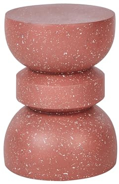 Beliani Beistelltisch MgO und Glasfaser rot Terrazzo Optik rund ⌀ 37 cm modern Faliro
