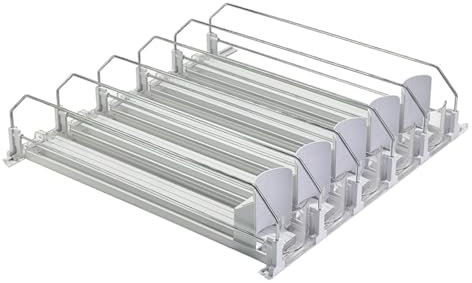 Zjyufy Fridge Organiser for Cans, Automatic Can Dispenser for Refrigerator Holds 25 Cans, Can Holder Can Organiser for Fridge, Kitchen, Supermarkets, Cabinet