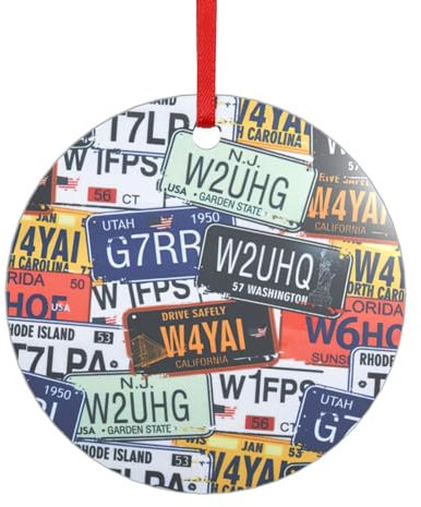 Nummernschild-Acryl-Anhänger mit einem roten Band, jeder Anhänger ist perforiert mit einem 25 cm langen roten Band