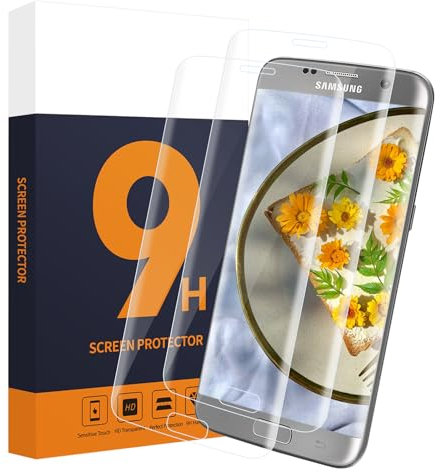 Carantee 2 Stück Schutzfolie für Panzerglas für Samsung Galaxy S7 Edge, Hohe Feinfühligkeit, 3D Runde Kanten S7 Edge Schutzglas, 9H Härte, Keine Blasen, HD Klarsicht S7 Edge Displayschutzfolie