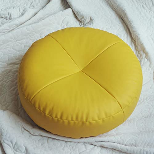 Gmpeccable Lederrund -Sitzkissen japanischer Futon Tatami Bodenmatte gefüllter Pouf Ottoman Stuhl Kissenhocker Ottoman für Wohnzimmer, Wohnkultur, 30 * 30 * 12 cm