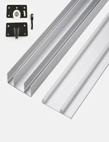 Wardrobe Sliding Door Track Hardware Kit,3 Track Aluminum Rails with Pulley program Sliding Glass Door Track Repair,Terrace Glass Screen Door Guide(300cm)