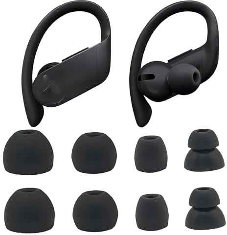 Ersatz-Ohrstöpsel-Set aus Silikon für Powerbeats Pro Beats kabellose Kopfhörer, Ohrstöpsel, flexible Gummi-Abdeckung, Zubehör, Schwarz