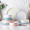 GBHOME Dinnerware Set for 4, 12 Piece Speckled Plates and Bowls Set with Glazed Bottom, Chip & Scratch Resistant Stoneware Plates Sets, Dishwasher & Microwave Safe Dishes (Mutil-Colour, Service for 4)