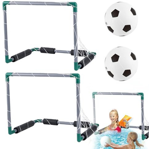 Jorzer Poolspiele, 2PCS 18, 5 x 14 x 14 4, 4 Schwimmbad Fußballtor mit 2 Ballkindern Fußballtor, Plastikfußballnetz für Schwimmsummer.