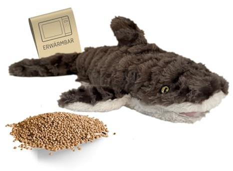 Habibi Plush Wärmekissen/Stofftier f. Kinder und Erwachsene – 2046 Hai mit Hirsefüllung, Wärmekuscheltier zum Erwärmen in der Mikrowelle/Backofen, ideal auch für Babys s (Hai)