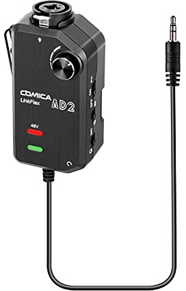 Aumotop LinkFlex AD2 XLR/6,35 Mm Mikrofon-Vorverstärker-Verstärker-Audio-Adapter für DSLR-Kamera, Smartphone, Echtzeitüberwachung