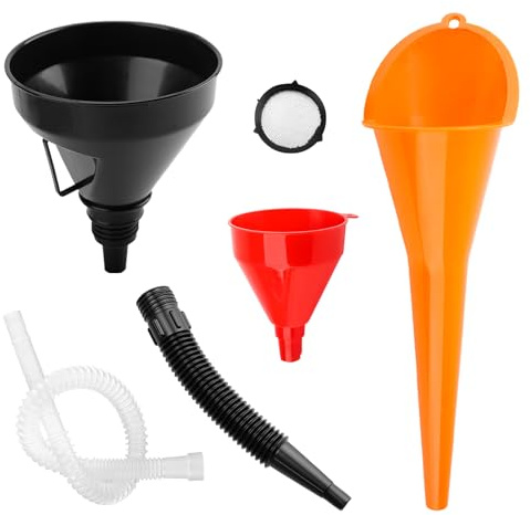 Set di 3 Imbuto Benzina,Imbuto Carburante per Auto,Imbuti di Riempimento,Universale Imbutos Olio Motore,Imbuti Flessibile ad Angolo Retto con Ugello e Filtro Rimovibili per Auto,Officina e Casa