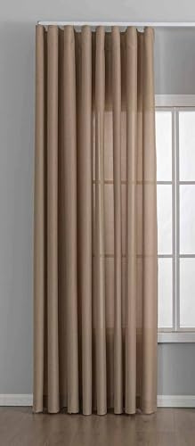 Gardinenbox Vorhang Cationic mit Wellenband »Wien« HxB 245x300 cm Taupe 1:2 Wellenband Bleibandabschluß Knitterarm Wellenfall 2025110