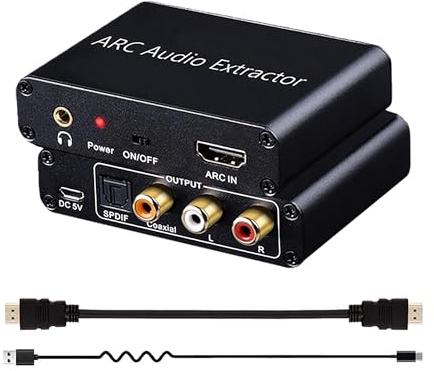 HDMI ARC Audioadapter, ARC zu optischem Koaxialkonverter / 3,5-mm-Stereoadapter, geeignet für TV/Audio-System/Kopfhörer/Verstärker