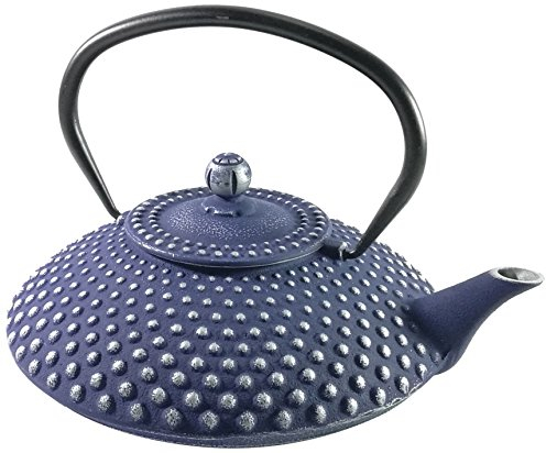 Buckingham Cast Iron Tetsubin Japanese Style Teapot 1.25 litre with Stainless Steel Mesh Infuser, Kettle, Blue/Silver, 20.5 x 20.5 x 8.5 cm