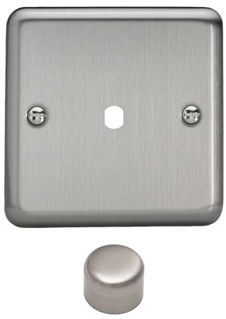 Varilight Single Faceplate Kit (Dimmer Modules Not Included) - Value Matt Chrome With Brushed Steel Knob, WS1