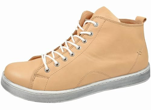 Andrea Conti Damen Stiefelette Leder High Top Sneaker Reißverschluss 0348734, Größe:42 EU, Farbe:Beige