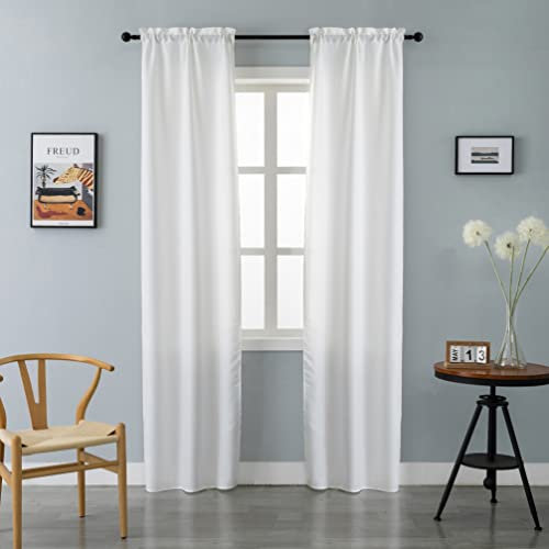 GIRASOLE Coppia Tende Semi Oscuranti Tinta Unita Tenda Leggera per Soggiorno Camera Cameretta Balcone Finestra e Interni 2 Pannelli con Tasca (Bianco, 70x240cm)