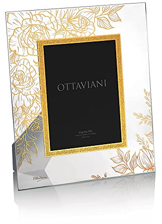Ottaviani Portafoto della Collezione Rose in Cristallo e foglia oro Tecnologia Gold Foil cm 13x18