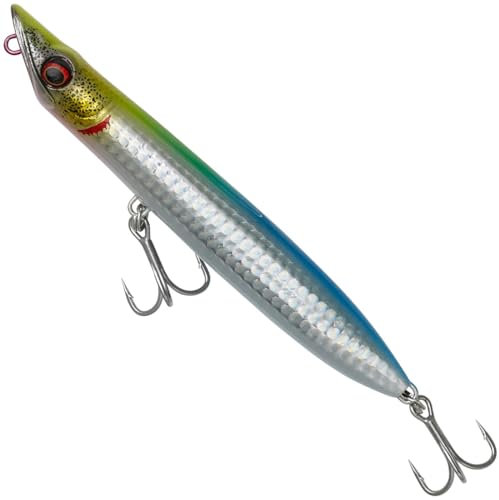 Savage Gear Wobbler zum Meeresangeln Slap Walker schwimmend 13,5cm 26g, 1 Topwater-Köder in Farbe: Yellow Green Blue
