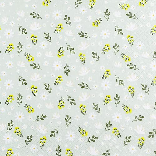 20 Servietten Zierliche Blüten mint | Blumen | basteln | neutral | zeitlos | Tischdeko | Decoupage | Serviettentechnik 33x33cm