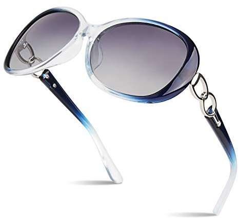 Sunier Sonnenbrille Damen Polarisiert Groß Übergroße Elegant Klassische Vintage Oversize Sonnenbrille Frauen mit 100% UV400 Schutz