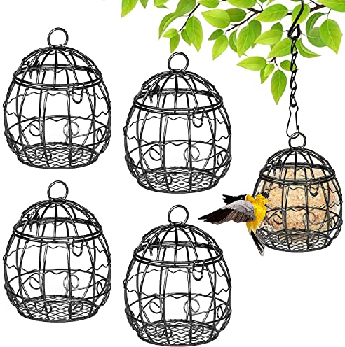 4 Stück Futterspender Vögel,Aufhängen Vogelfutterstation,Wildvogel-Futterspender,Wildvögel zum Aufhängen,futterstation vögel ständer,futterstation vögel Balkon,futterstation vögel käfig