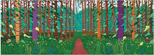 DPKHDS David Hockney Poster Grüner Baum Blume Ausstellung Leinwand Wand Kunstdrucke Abstrakte Malerei Wohnzimmer Dekor Bild 40X140Cmx1 Kein Rahmen
