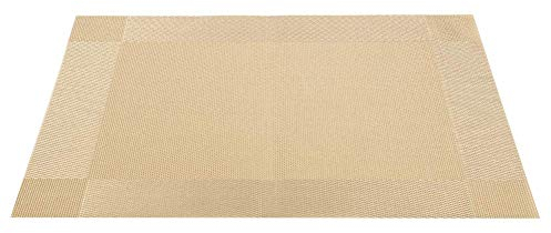 Set di 4 tovagliette da tavola, sottopiatti antiscivolo e sottobicchieri, PVC (marrone) (dorato)