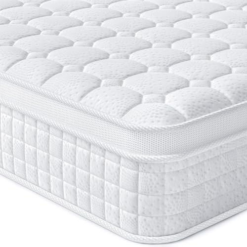 Vesgantti Matratze 30cm höhe 120x200cm H3/4 Ortho 7-Zonen Taschenfederkernmatratze Mittelfest Kaltschaum Orthopädische Federkernmatratze Öko-Tex Zertifiziert Matratzen Weiß