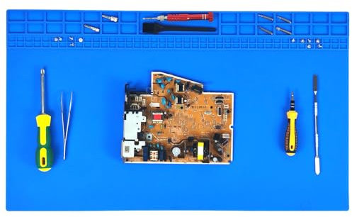 60cm x 35cm Grand Tapis de soudure Tapis de réparation en silicone Résistant aux hautes températures (Bleu)