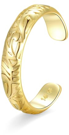 PLOMFOV 14K Gold Filled Gold Toe Rings for Women Adjustable Toe Rings Non Tarnish Solid 14K Real Gold Toe Ring Coast