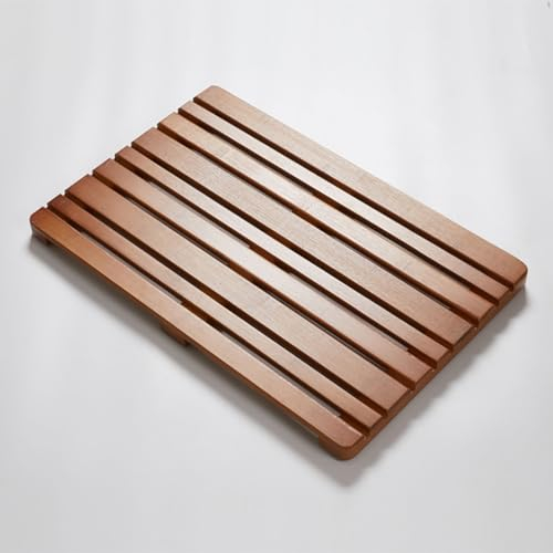Pedana Doccia Tappetino da Bagno in Bambù Naturale, Tappetino da Doccia Ecologico Impermeabile per Piscina/Spiaggia/Balcone, Scolapiatti per Bagno con Poggiapiedi Antiscivolo (Size : Brown)