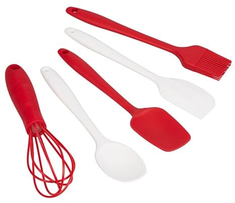 Tala Christmas Mini Kitchen Tool Set, Perfect for Festive Family Baking, Includes Essential Collection of Silicone Tools Including Whisk, Turner, Spatula and Pastry Brush, Dishwasher Safe