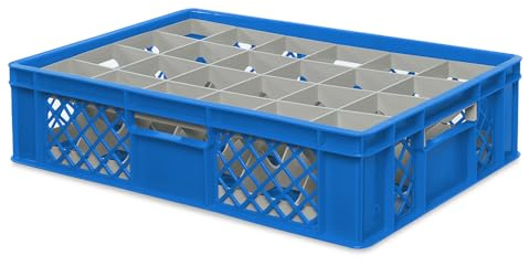 BRB Gläserkiste 600x400 mm für 15, 24, 33 oder 40 Gläser, farbig (Blau, für 24 Gläser Ø 87 mm, Glashöhe max 122 mm)