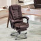 YODOLLA Bürostuhl 200kg Belastbarkeit, Ergonomischer Chefsessel Schreibtischstuhl mit Liegefunktion, Höhenverstellbar Office Chair mit Fußstütze aus Leder, Braun